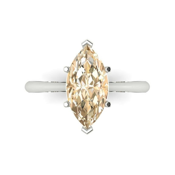 Solitaire Engagement Ring for Women - 2.5ct Natural Morganite in 18K White Gold Promise Ring