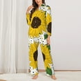 thumbnail image 2 of Yiaed Sunflowers Print Pajamas Women's Long Sleeve Sleepwear Soft Button Down Loungewear Pjs Lounge Set Nightwear Womens Pajama Pants-Large, 2 of 7