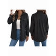 thumbnail image 3 of Womens Corduroy Shacket Blouses Button Down Shirts Pocket Long Sleeves Tops Jacket Coats Black M, 3 of 6