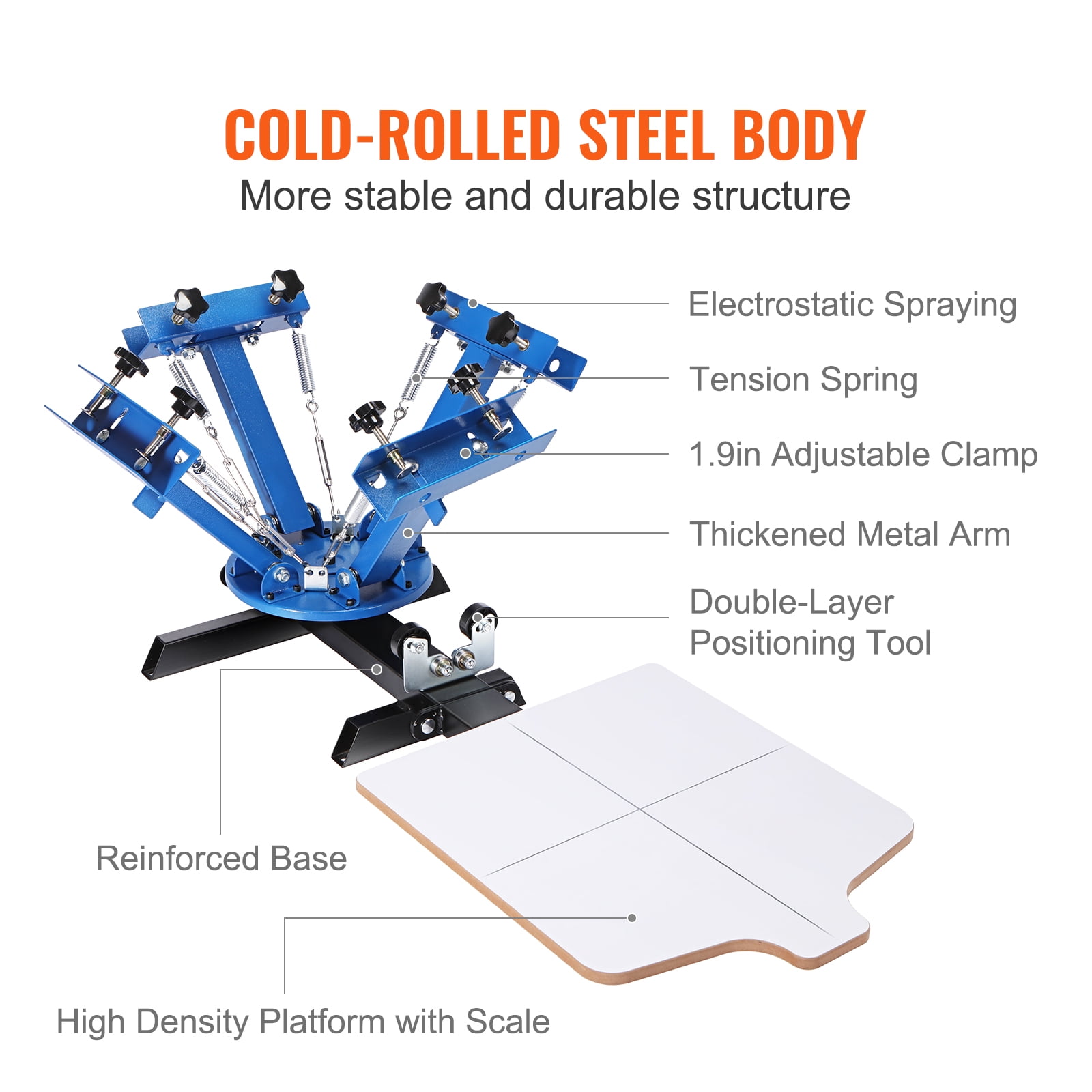 KFFKFF Screen Printing, Dimensions: 21.2x17.7in / 54x45cm, 360° Rotating Silk Print Press, Dual-Layer Alignment Tray for Customized T-Shirt Printing
