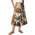 thumbnail image 2 of Unir Women Assorted Vintage Floral Print Multi-Tiered Flow Four Way Stretch Midi Skirt Drawstring Ruffle Waist Casual Side Pocket Long Bottom 1PC S-XXL Plus Size Friendly, 2 of 5