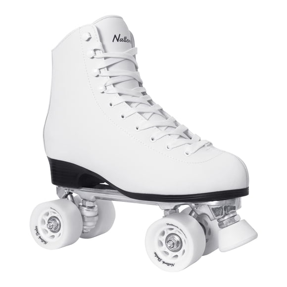 Patines de cuatro ruedas Nattork de cuero PU, caña alta, blancos