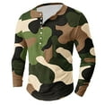thumbnail image 2 of Dagegui Men's Camo Henley Shirts Long Sleeve Crewneck Button Shirt Big and Tall Camouflage Athletic Tees Fall Outdoor Hiking Camping Tops Yellow S, 2 of 4