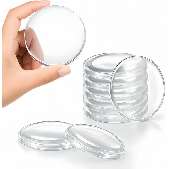 2 Inch Round Wall Shield Door Knob Protector Set – 8 Pieces of Clear Rubber Self-Adhesive Cushions to Prevent Damage and Noise