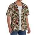 thumbnail image 2 of Uemuo Skulls1 Pattern Cotton Linen Short Sleeve Shirts,Casual Lightweight Button Down Shirts,Vacation Beach Summer Tops-Small, 2 of 7