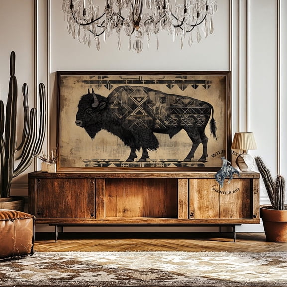 Vintage Buffalo Print, Western Cowboy Decor, Montana Art Home Decor #3188, Unframed Poster Size 8x12