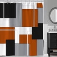 thumbnail image 3 of Modern Orange Grey Shower Curtain, Black and Orange Geometric Fabric Shower Curtains Set, Waterproof Shower Curtains for Bathroom,72 x 72 inch, 3 of 6
