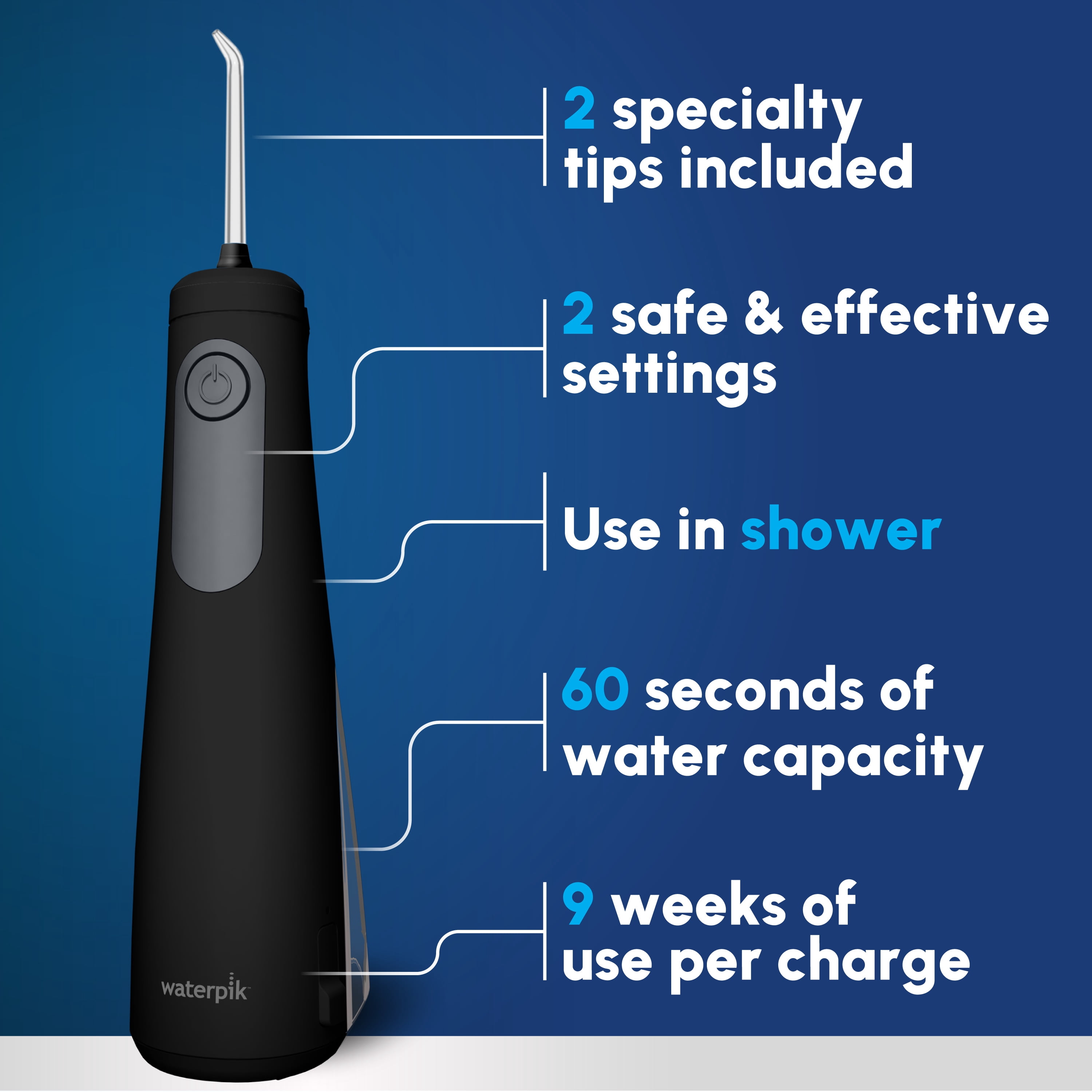 Waterpik Cordless Enhance 3200 Water Flosser with 2 Settings, 2 Tips, ADA Accepted