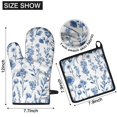 thumbnail image 6 of Blue Floral Pattern Kitchen Oven Mitt and Pot Holder Sets 2 Pcs for Baking, Cooking and Grilling, Heat Resistant Up To 392 °F, 6 of 7