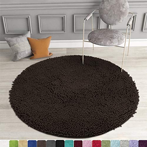Mayshine Round Bath Mat Non Slip Chenille 3 Feet Gy Bathroom Rugs Extra Soft And Absorbent Perfect Plush Carpet For Living Room Bedroom Machine Wash Dry Brown Com Mayshine Round Bath Mat Non Slip, Round Bath Rugs