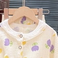 thumbnail image 5 of felwors Toddler Baby Girl Cotton Linen Button-up Pajamas Bear Print Long Sleeve Kid Sleepwear PJs Set(18-24 Months,Purple), 5 of 7