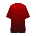 thumbnail image 4 of Womens 2 Piece Workout Set Oversized Tee Shirts Leggings Shorts Casual Trendy Gym Fitness Outfits Wine, M, 4 of 6