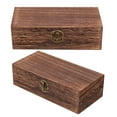 thumbnail image 5 of WEUVEB 2-Pack Vintage Wooden Storage Chests Dark Brown Decorative Keepsake Boxes for Home Organization and Décor, 5 of 8