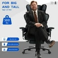 thumbnail image 4 of JONPONY Big and Tall Office Chair with Footrest, Executive Office Chair with Adjustable Lumbar Support, Dual Rubber Wheels, Ergonomic High Back Computer Chairs, Black, 4 of 10