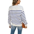 thumbnail image 3 of Long Sleeved Women Stripd Print Casual Knit Sweater Pullover, 3 of 4