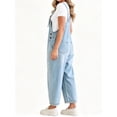 thumbnail image 3 of Sleeveless Women Casual Denim Jumpsuit Loose Wide Leg Jeans Oversall Bib Pants, 3 of 6