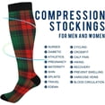 thumbnail image 4 of FREEAMG High Elasticity Compression Socks, High Knee Socks Adult Universal Leisure Relieve Fatigue,Red and Green Grid Travel Daily with Running (1 Pair), 4 of 7