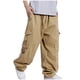 thumbnail image 1 of Pantalones largos de moda para hombre, casuales, de color sólido, con bolsillos y cremallera, cintura elástica, de algodón., 1 of 4