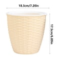 thumbnail image 2 of Large Round Faux Woven Rattan Plastic Planter with Matching Drainage Tray, Breathable Shatterproof Flower Pot for Succulents Houseplants Indoor Decor, Beige, 2 of 6