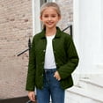 thumbnail image 2 of Jinhomg Kids Girls Quilted Barn Jackets Trendy Lapel Neck Bomber Coats Lightweight Button Down Puffer Jacket Winter Outerwear Coats, 2 of 7