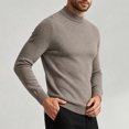 thumbnail image 6 of Zylanna Men Mock Neck Sweater, Solid Color Soft Warm Long Sleeve Pullover Knit Jumper for Daily Wear Khaki, 6 of 8