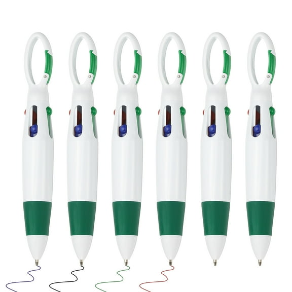 4 Colors Retractable Ballpoint Pens, 6Pcs 1.0mm Ballpoint Pen with Clip, Green