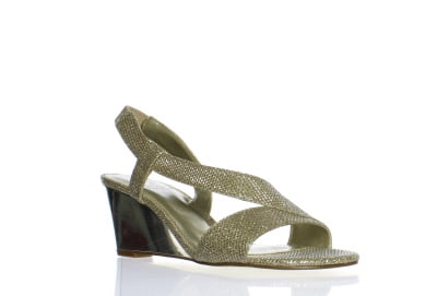 Adrianna Papell Womens Taryn Gold Jimmy Net Open Toe Heels Size 5.5