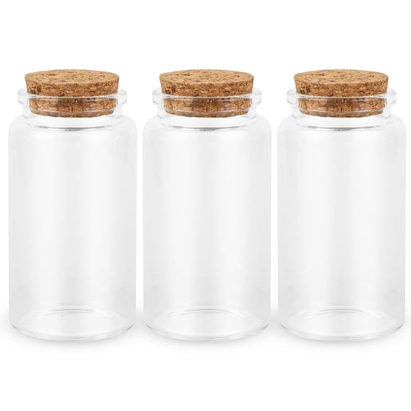 Frascos de vidrio Wondeken de 100 ml con tapones de corcho, juego de 3
