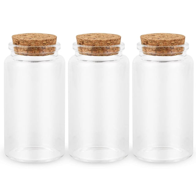 Frascos de vidrio Wondeken de 100 ml con tapones de corcho, juego de 3