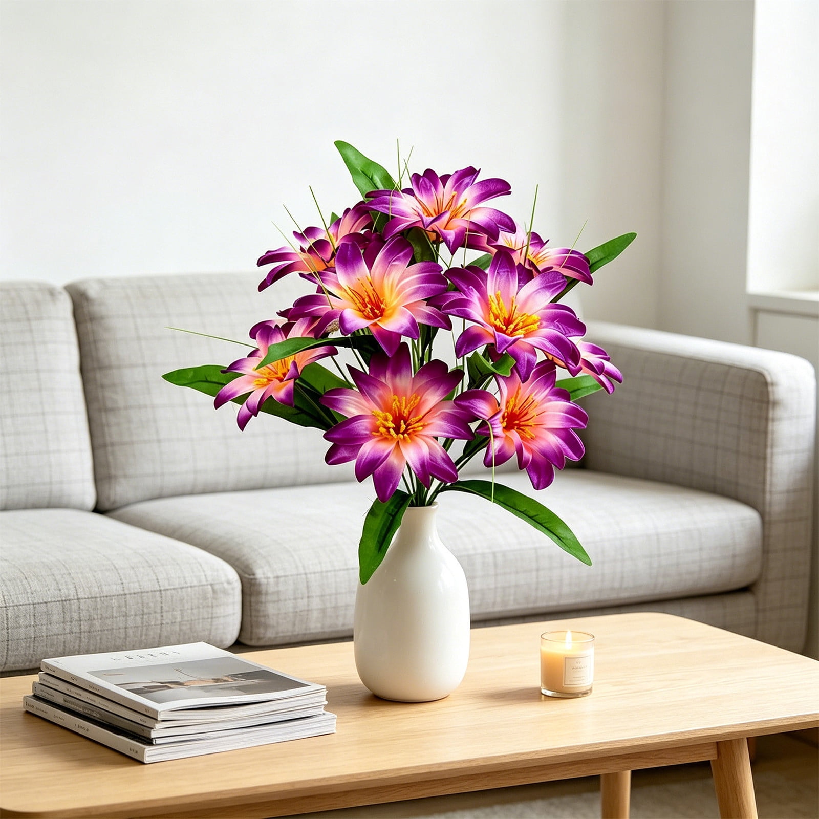 Werulen 12 Head Peony Artificial Flower Bouquet Realistic Full Bloom Vibrant,Home Living Room Table Wedding Decor,Faux Floral Bouquet,Table Decor Piece,Home Floral Accessory