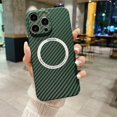 thumbnail image 1 of Magnetic Carbon Fiber Texture Fine Hole Camera Protection Phone Case For iPhone 16 15 14 Plus 13 12 11 Pro Max Shockproof Cover green For iPhone 15 Pro, 1 of 6