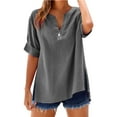 thumbnail image 2 of Loose Solid Color Women's Shirt - Stand Collar, Long Sleeve, for Casual and Festival Wear, 3Xl, Gray, 2 of 8