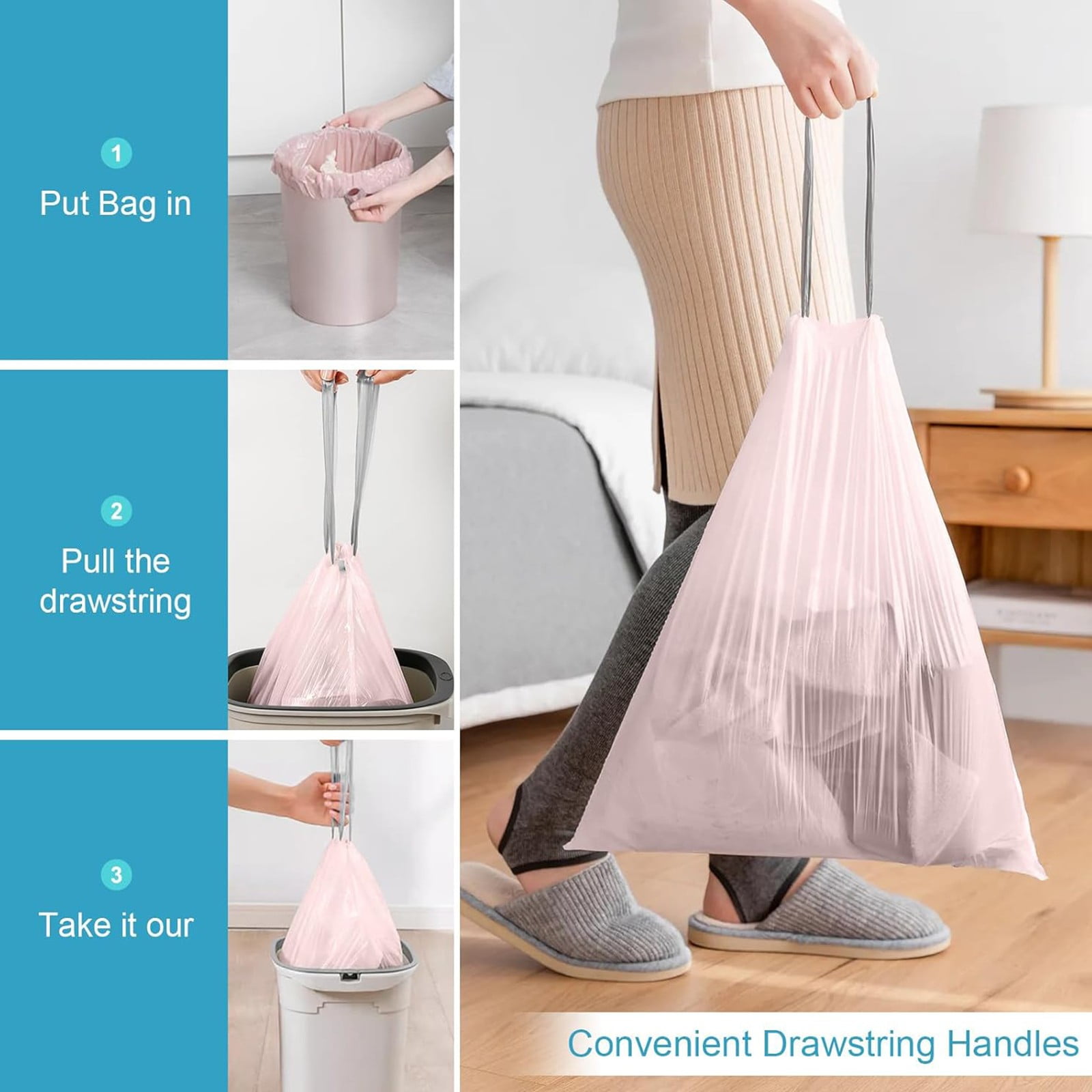 Ggdda Sacs Poubelle à Cordon Gallons Sacs Poubelle Doublures de