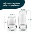 thumbnail image 3 of Libbey Swerve Drinking Glasses Set of 16, Chip-Resistant Tumbler and Rocks Glass Cups Set, Fun, Edgy Everyday Drinking Glasses for Special Events, 3 of 4