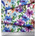 thumbnail image 2 of Soimoi Moss Georgette Fabric Flower & Leaves Watercolor Fabric Prints by Yard 42 Inch Wide, 2 of 3