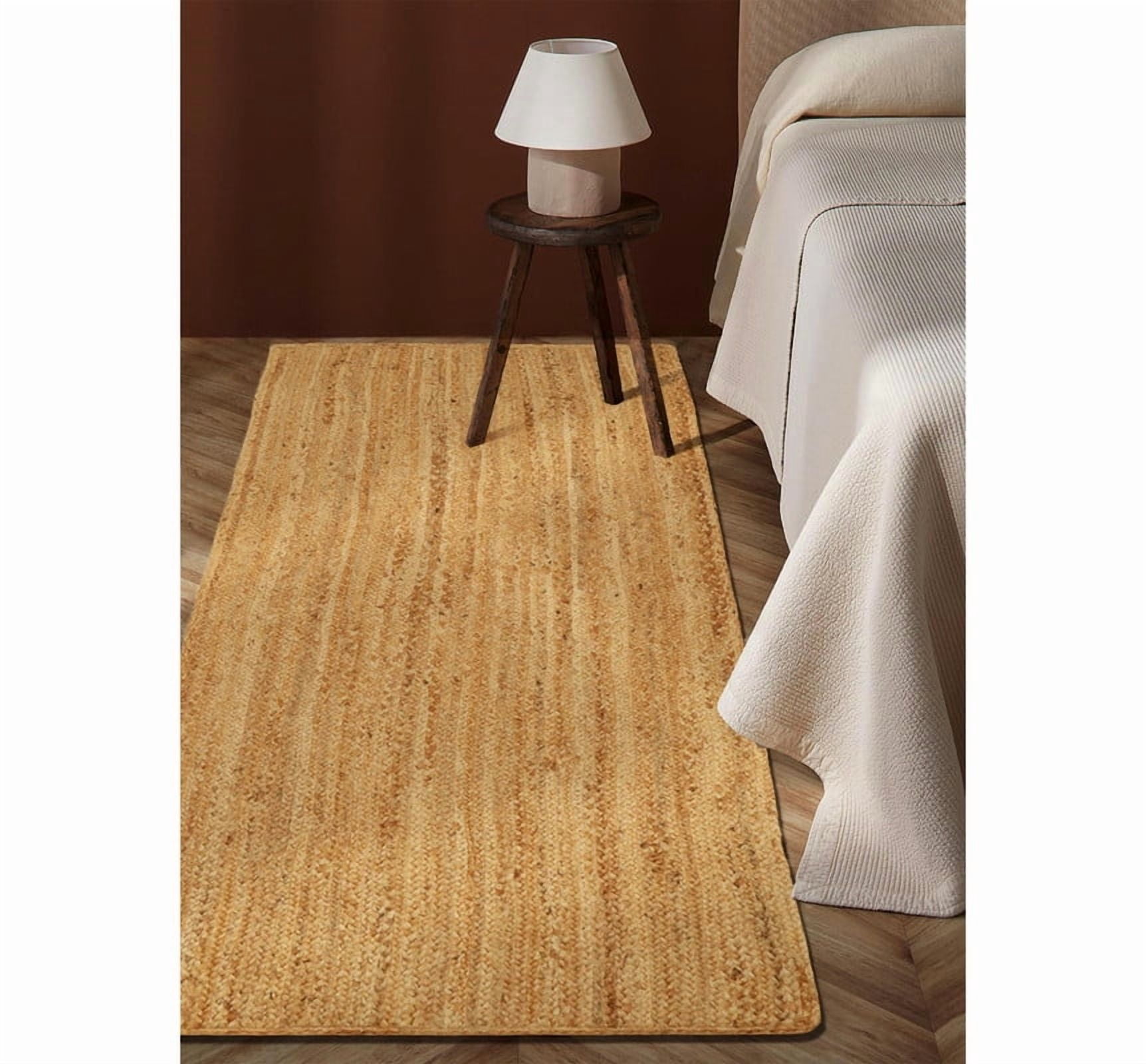 Handmade Rustic Jute Rug Rectangular Farmhouse Braided Reversible Natural Area Carpet_2'X10'