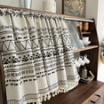 thumbnail image 2 of Nvzi Cotton Linen Cafe Curtains Bohemian Exotic Pattern Kitchen Curtain Valances with Tassel Short Curtain White, 2 of 5