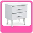 thumbnail image 1 of Adore Dcor Table d'Appoint Lennox Mi-Siècle 2 Tiroirs Table de Chevet avec Rangement, Poignée en Chrome Mat, Blanc, 1 of 4