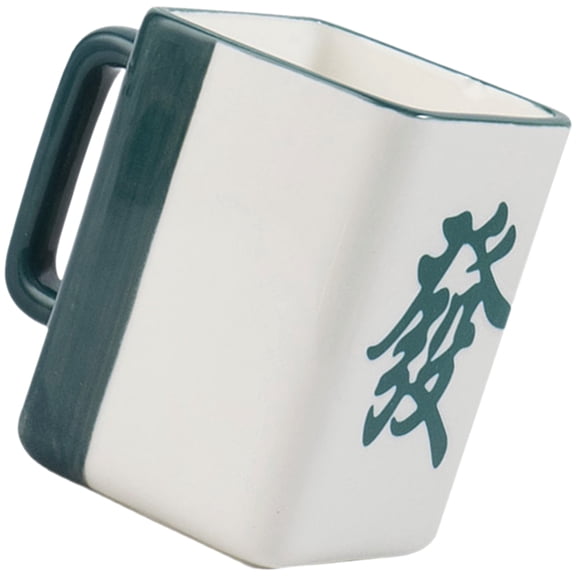 OATIPHO White Mahjong Shaped Ceramic Mug, Ergonomic Grip, Versatile Drinkware, Home