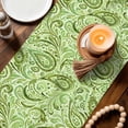 thumbnail image 3 of Vintage Green Table Runner - 108 Inch Long Retro Botanical Abstract Art Cotton and Linen Blended Dress Scarves Farmhouse Table Runner for Kitchen Dining, Coffee Table, 13" x 108", 3 of 8