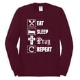 thumbnail image 2 of Eat Sleep Pray Repeat for Christians Faith | Mens Inspirational/Christian Long Sleeve T-Shirt, Maroon, Medium, 2 of 3