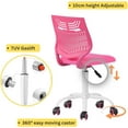 thumbnail image 4 of HYJY Task Chair for Teens Boys Girls 360 Slip Wheels Breathable Fabric Soft Pad Swivel Seat Ergonomics Backrest, Height Adjustable Liftup 29.5"-34.3" (Pink), 4 of 18