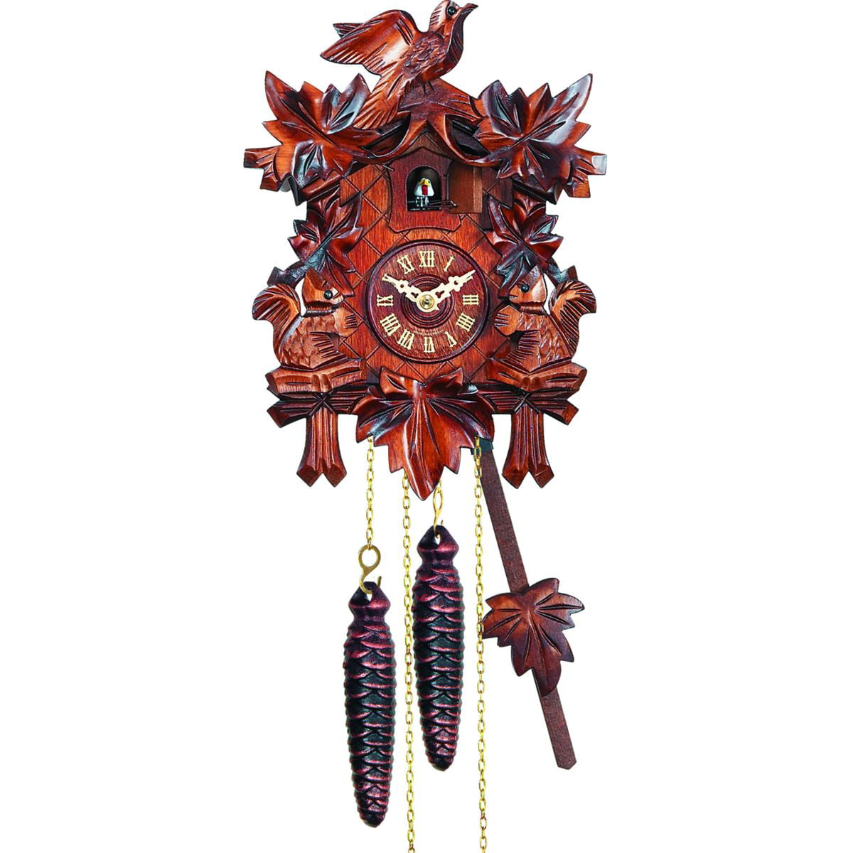 10-Inch Engstler Full Size Cuckoo Wall Clock With Birds and Squirrels ...