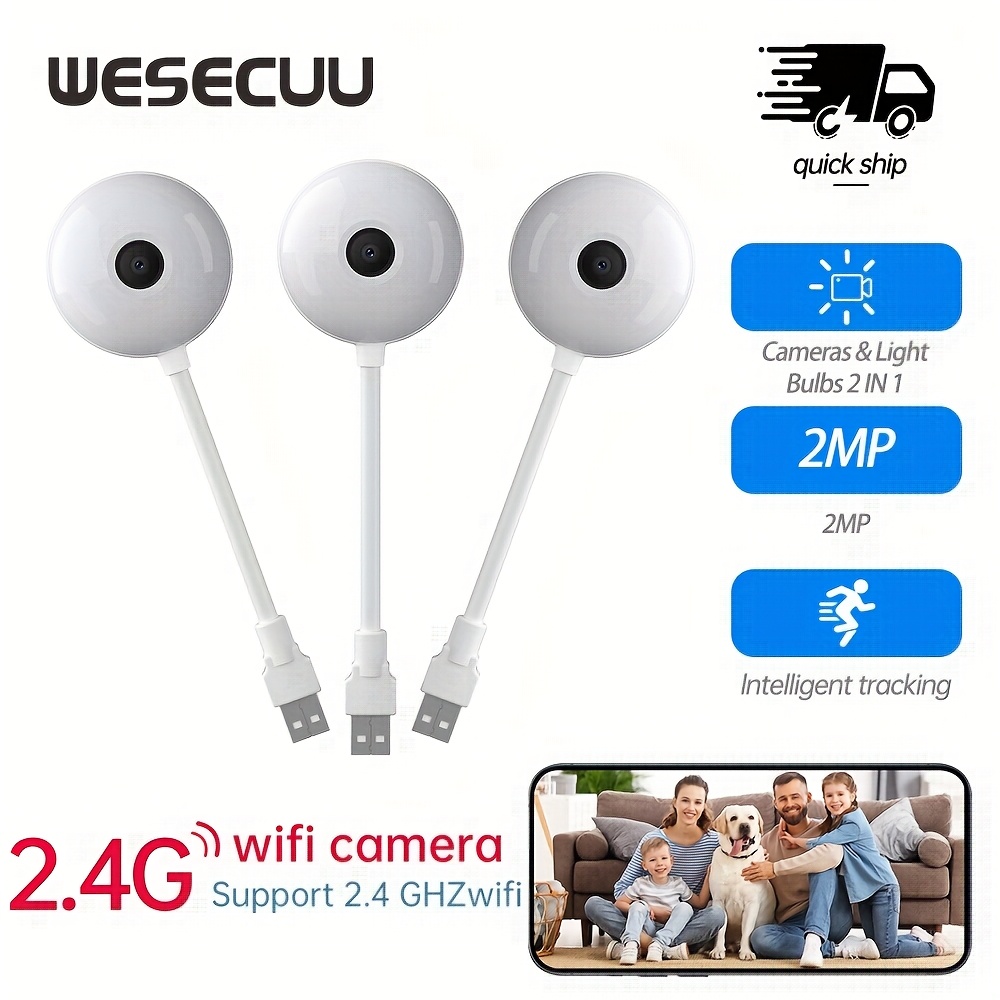 Smart Home Security Camera 360° Indoor Pet Cam with Phone App, Two-Way Audio, Motion Tracking, Night Vision, Alexa Compatible Wireless Surveillance Camera