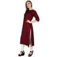 thumbnail image 4 of Bimba Women Rayon Straight Kurta Kurti 3/4 Sleeve Casual Summer Blouse, 4 of 7