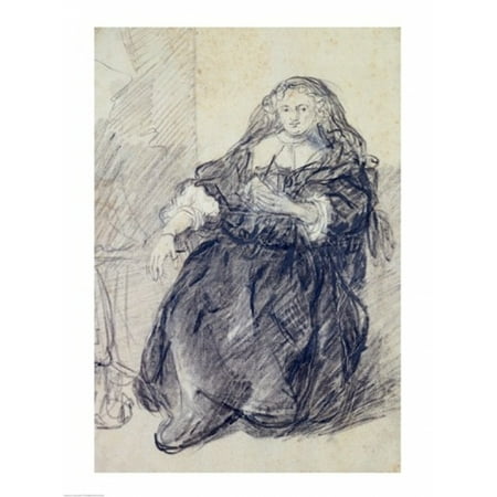 - Seated Saskia with a letter in her left hand Canvas Art - Rembrandt van Rijn (24 x 36)