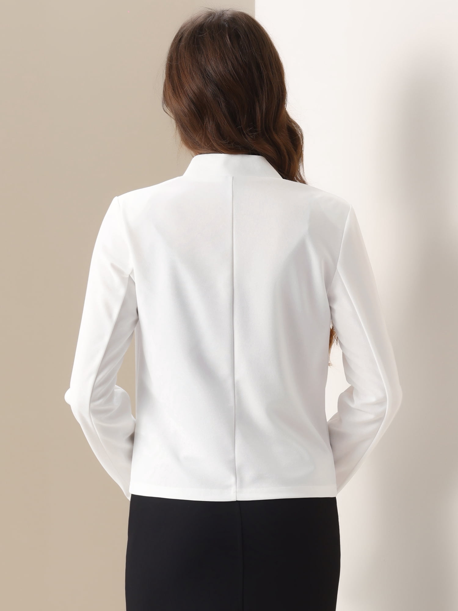 DARING DIVA Women's Notch Collar Long Sleeve Business Casual Open Front Blazer M White