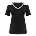 thumbnail image 4 of B91xZ T-Shirts à Manches Courtes pour Femmes T-Shirts à Manches Courtes Décontractés Amples Tuniques Chemises Hauts avec Poche, Noir TG, 4 of 4
