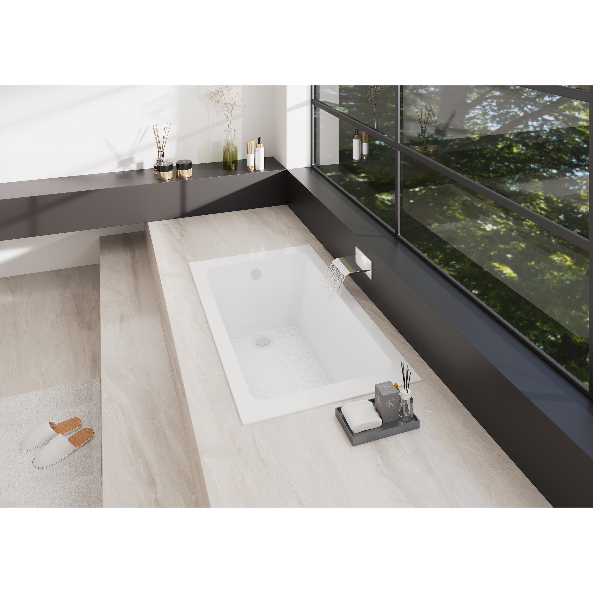 Kingston Brass VTPN603419T 60-Inch Acrylic Rectangular Drop-In Tub with Anti-Skid Surface in Glossy White