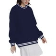 thumbnail image 2 of Baqcunre Women's Clothing, Womens Oversized Crewneck Long Sleeve Sweaters Color Block Striped Fall Casual Loose Knit Pullover Sweater Tops Valentines Day Gifts, 1Pc Sweater Navy M, 2 of 6